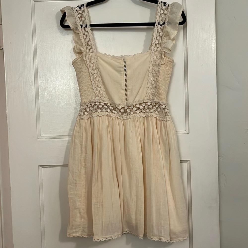 Forever 21 crochet detail cream mini dress